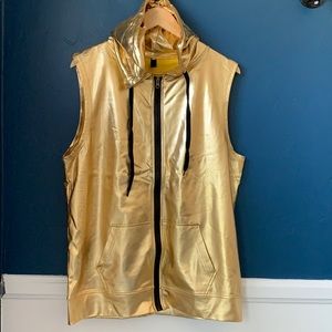 ZEROYAA  
Zip Up Sleeveless Hooded Vest